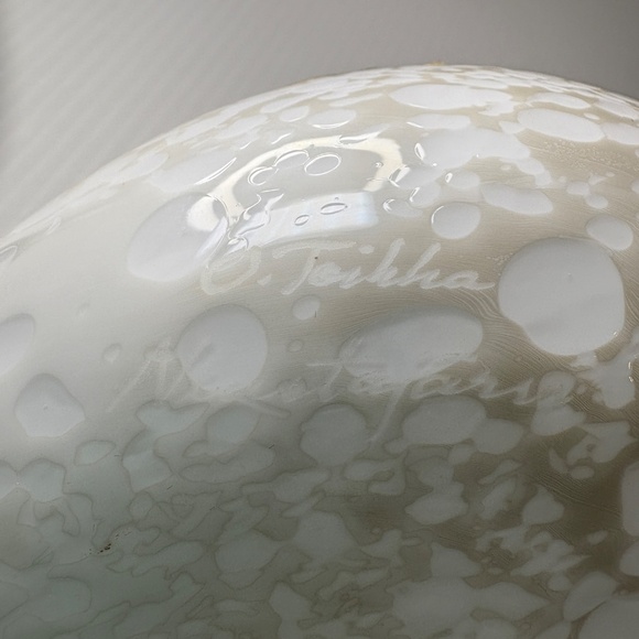 Oiva Toikka White Speckled Willow ArtGlass Bird Finland Nuutajarvi Signed/Label - Picture 12 of 12